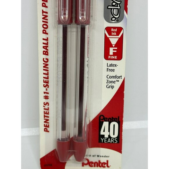 NEW Pentel R.S.V.P. Red Ink Ballpoint Pens Fine Point 2-Pack | Latex-Free Grip - Picture 3 of 7